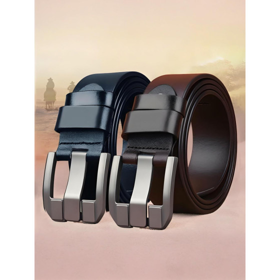 Men's Classic Alloy Pin Buckle Belt, Minimalist Simple Design TPU Faux Leather Casual Dress Waist Belt for Business Jeans Daily Wear