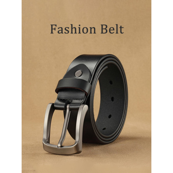 Classic Pin Buckle Split Leather Belt, Vintage Cowhide Texture Casual Belt for Men