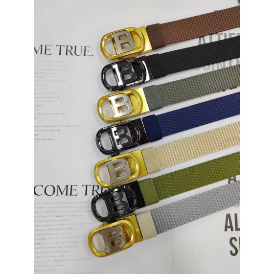 Letter B Automatic Ratchet Buckle Stretch Nylon Webbing Belt, Hole-Free Adjustable Canvas Waist Belt Unisex, Multiple Solid Color & Buckle Finish Options