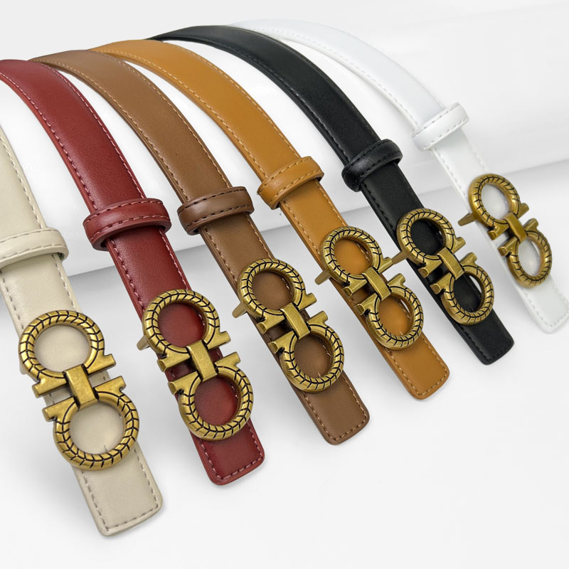 CCbelt Women's Matte Gold Braided Double-O Buckle Skinny Belt 2.5 Inches