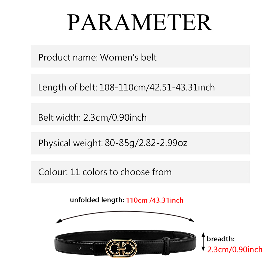 CCbelt Women's Gold Oval Frame Double-Ring Buckle Skinny Belt 2.5 Inches