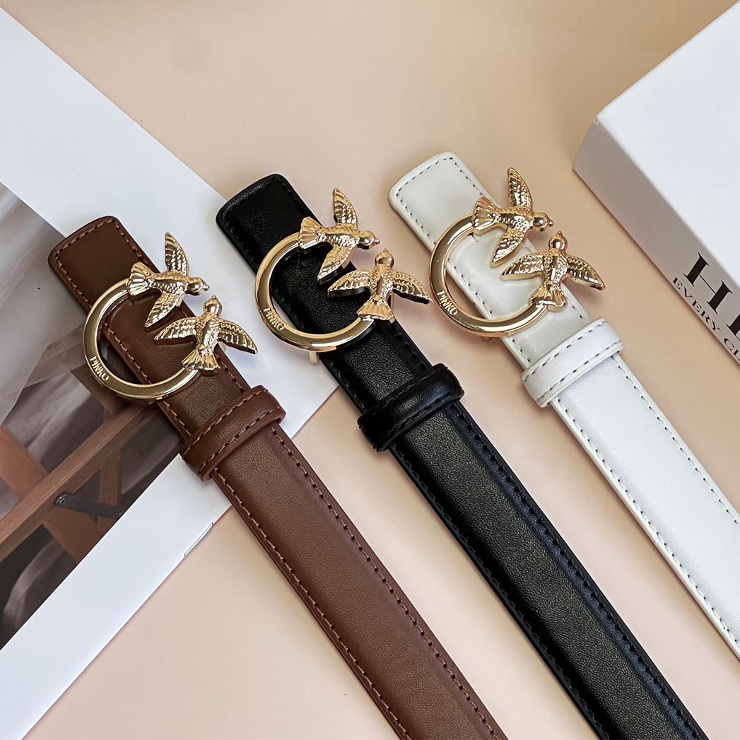 CCbelt Women's Gold Love-Birds Swallow Buckle Skinny Belt 2.5 Inches