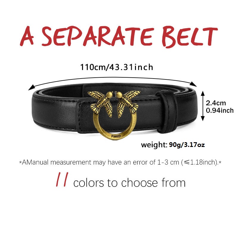 CCbelt Women's Antique Gold Embossed Swallow Buckle Skinny Belt 2.5 Inches