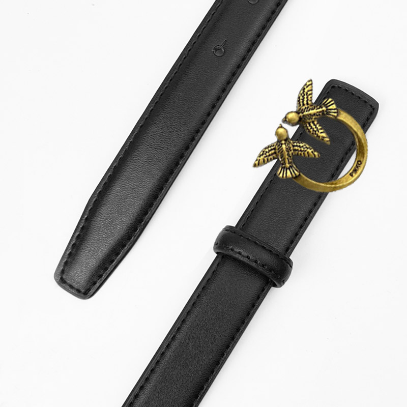 CCbelt Women's Antique Gold Embossed Swallow Buckle Skinny Belt 2.5 Inches