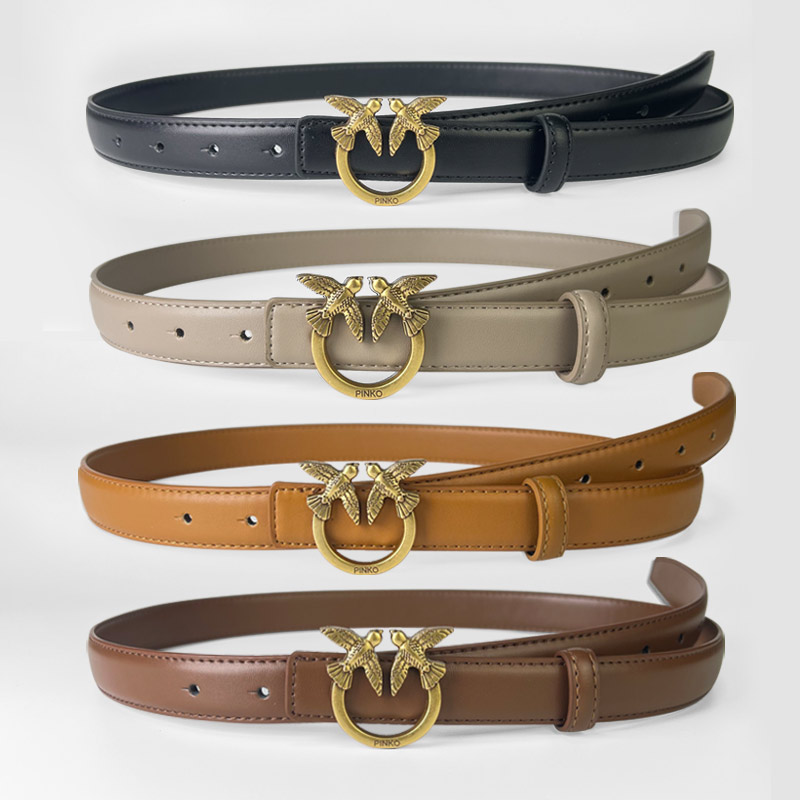CCbelt Women's Antique Gold Flat Swallow Buckle Skinny Belt 2.5 Inches