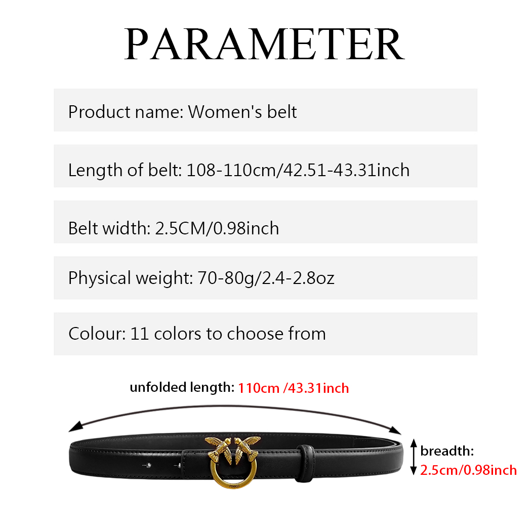 CCbelt Women's Antique Gold Flat Swallow Buckle Skinny Belt 2.5 Inches