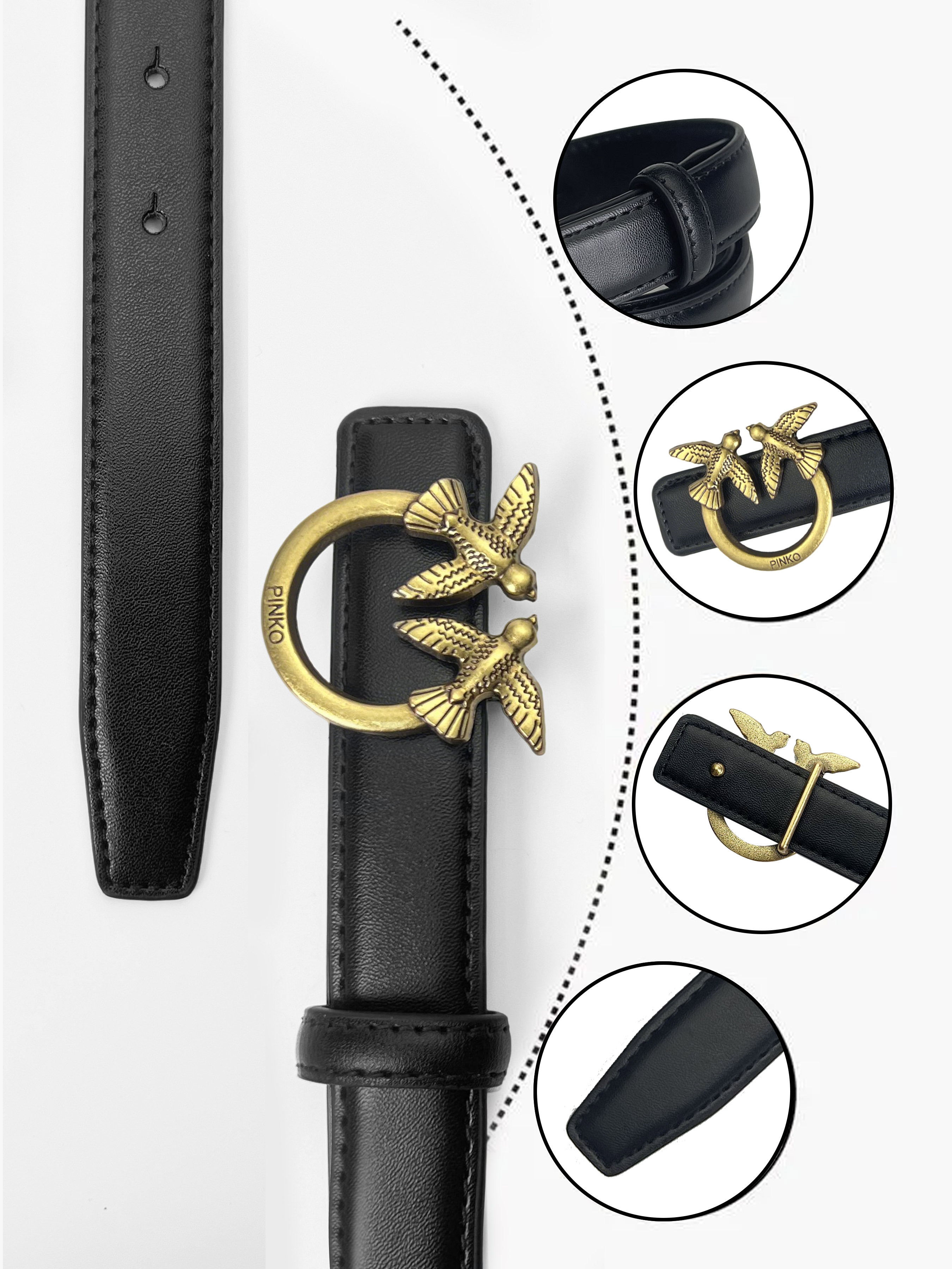 CCbelt Women's Antique Gold Flat Swallow Buckle Skinny Belt 2.5 Inches
