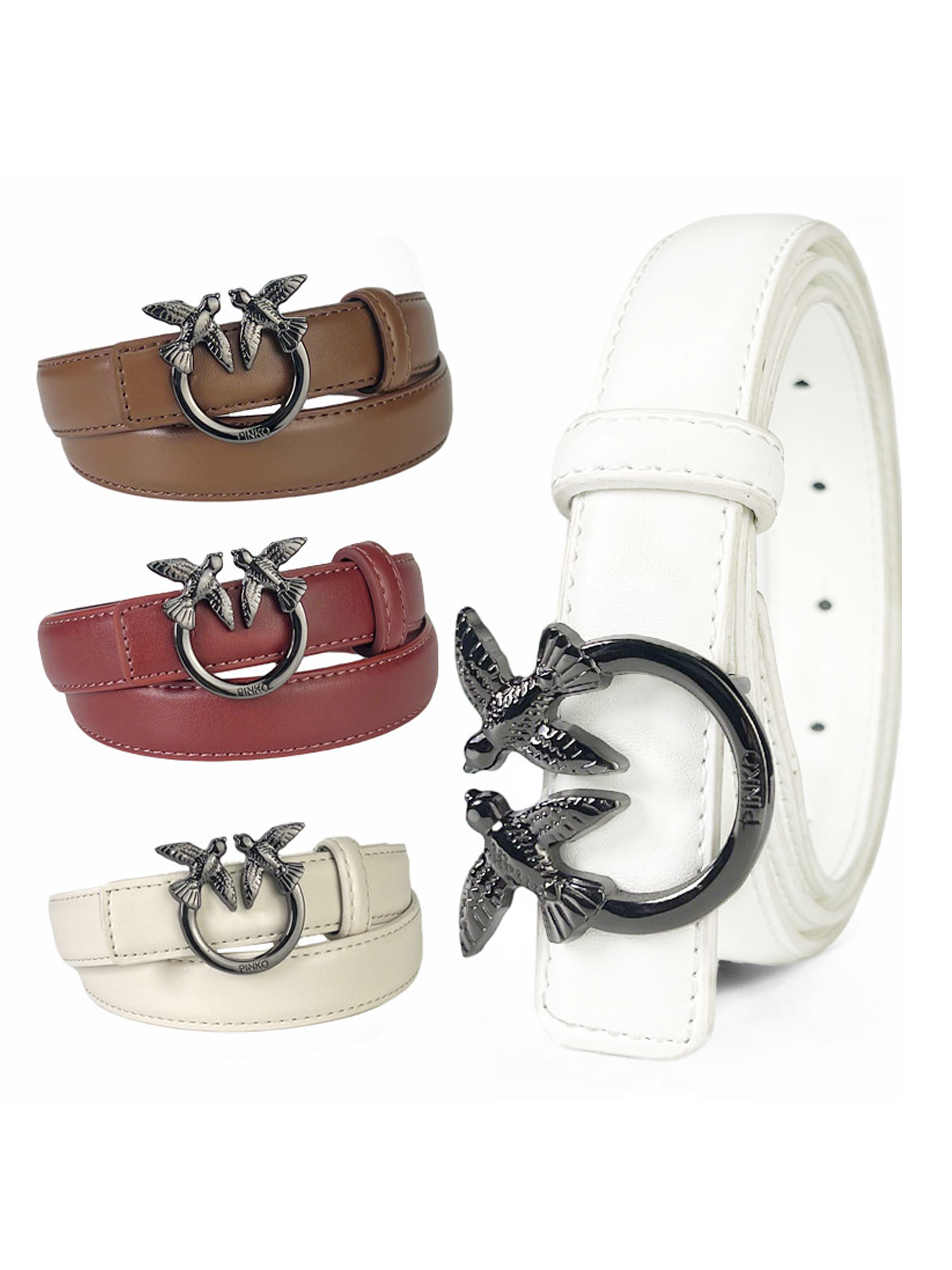 CCbelt Women's Gunmetal Swallow Buckle Skinny Belt 2.5 Inches