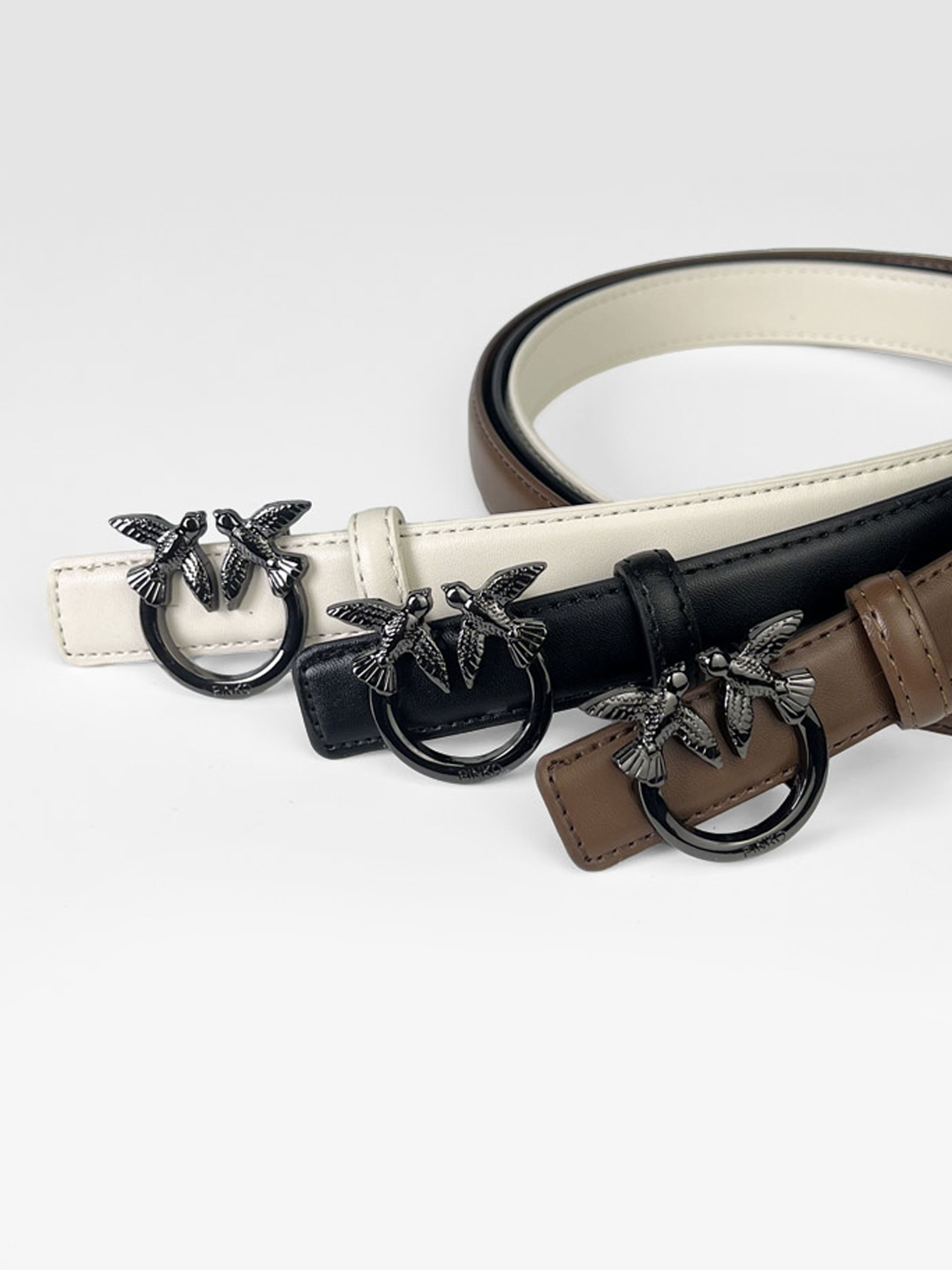 CCbelt Women's Gunmetal Swallow Buckle Skinny Belt 2.5 Inches