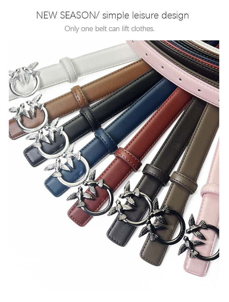 CCbelt Women's Gunmetal Swallow Buckle Skinny Belt 2.5 Inches
