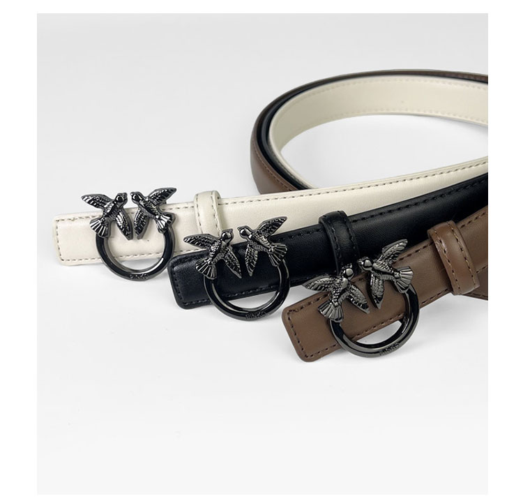 CCbelt Women's Gunmetal Swallow Buckle Skinny Belt 2.5 Inches