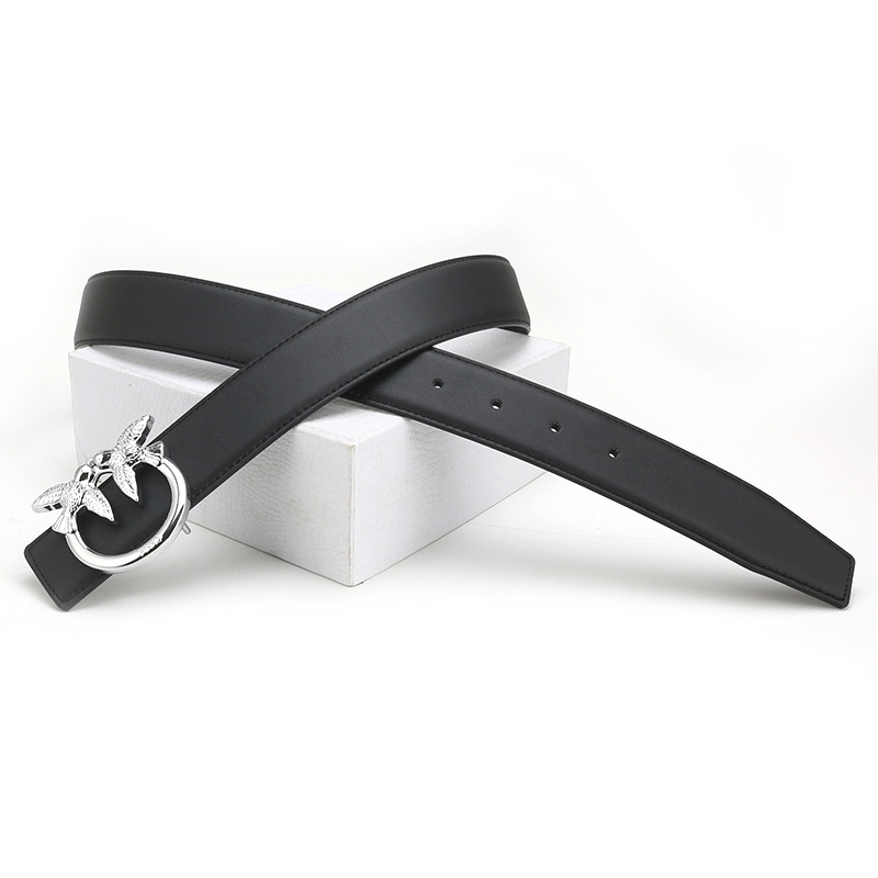 CCbelt Women's Silver Swallow Buckle Skinny Belt 2.5 Inches