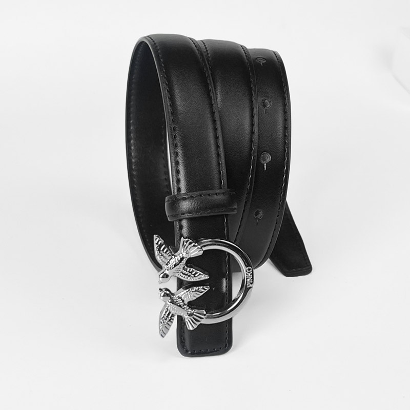 CCbelt Women's Silver Swallow Buckle Skinny Belt 2.5 Inches