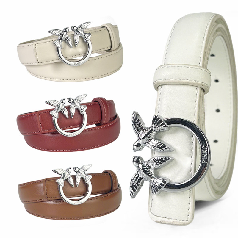 CCbelt Women's Silver Swallow Buckle Skinny Belt 2.5 Inches
