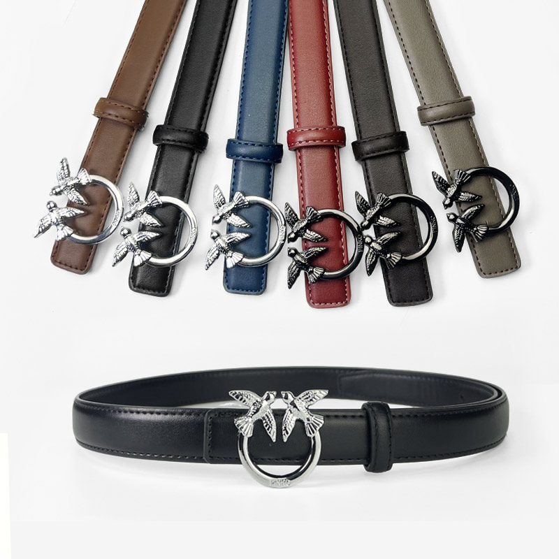 CCbelt Women's Silver Swallow Buckle Skinny Belt 2.5 Inches