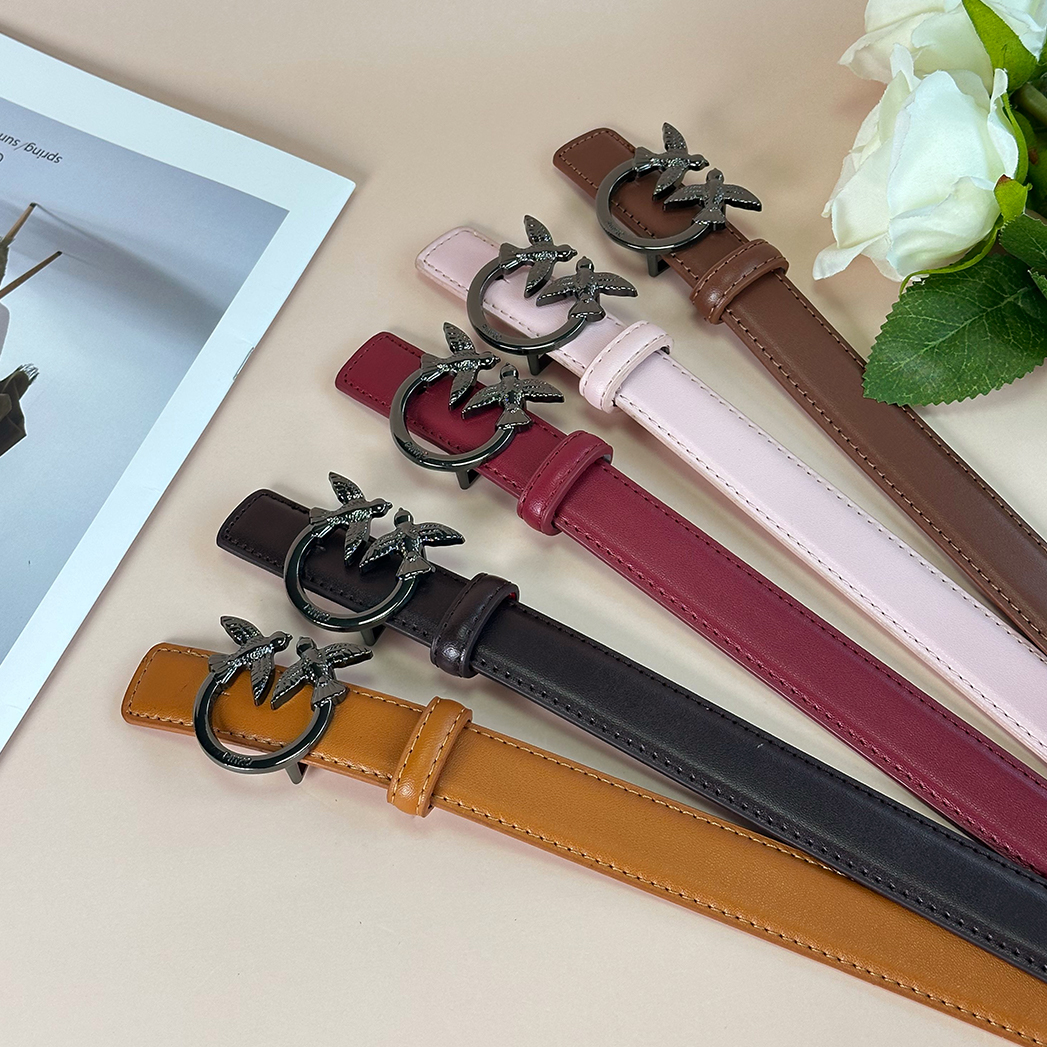 CCbelt Women's Black Swallow Buckle Skinny Belt 2.5 Inches