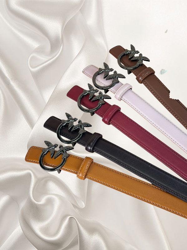 CCbelt Women's Black Swallow Buckle Skinny Belt 2.5 Inches