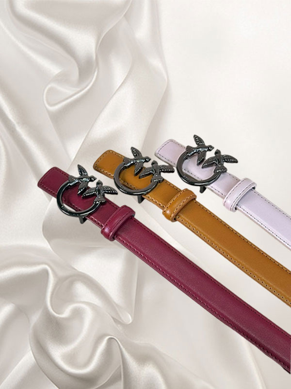 CCbelt Women's Black Swallow Buckle Skinny Belt 2.5 Inches
