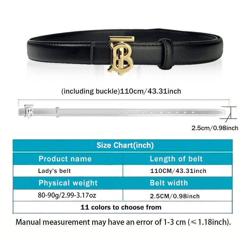CCbelt Women's Gold TB Letter Buckle Skinny Belt 2.5 Inches