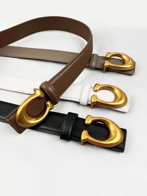 CCbelt Women's Vintage Gold C Letter Buckle Skinny Belt 2.5 Inches
