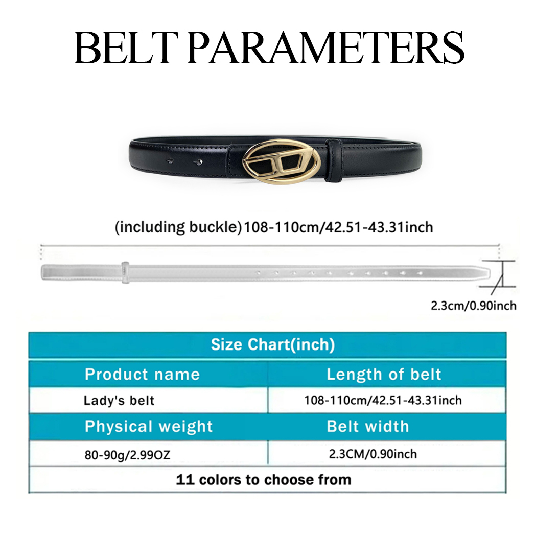 CCbelt Women's Polished Gold Oval D Buckle Skinny Belt 2.5 Inches