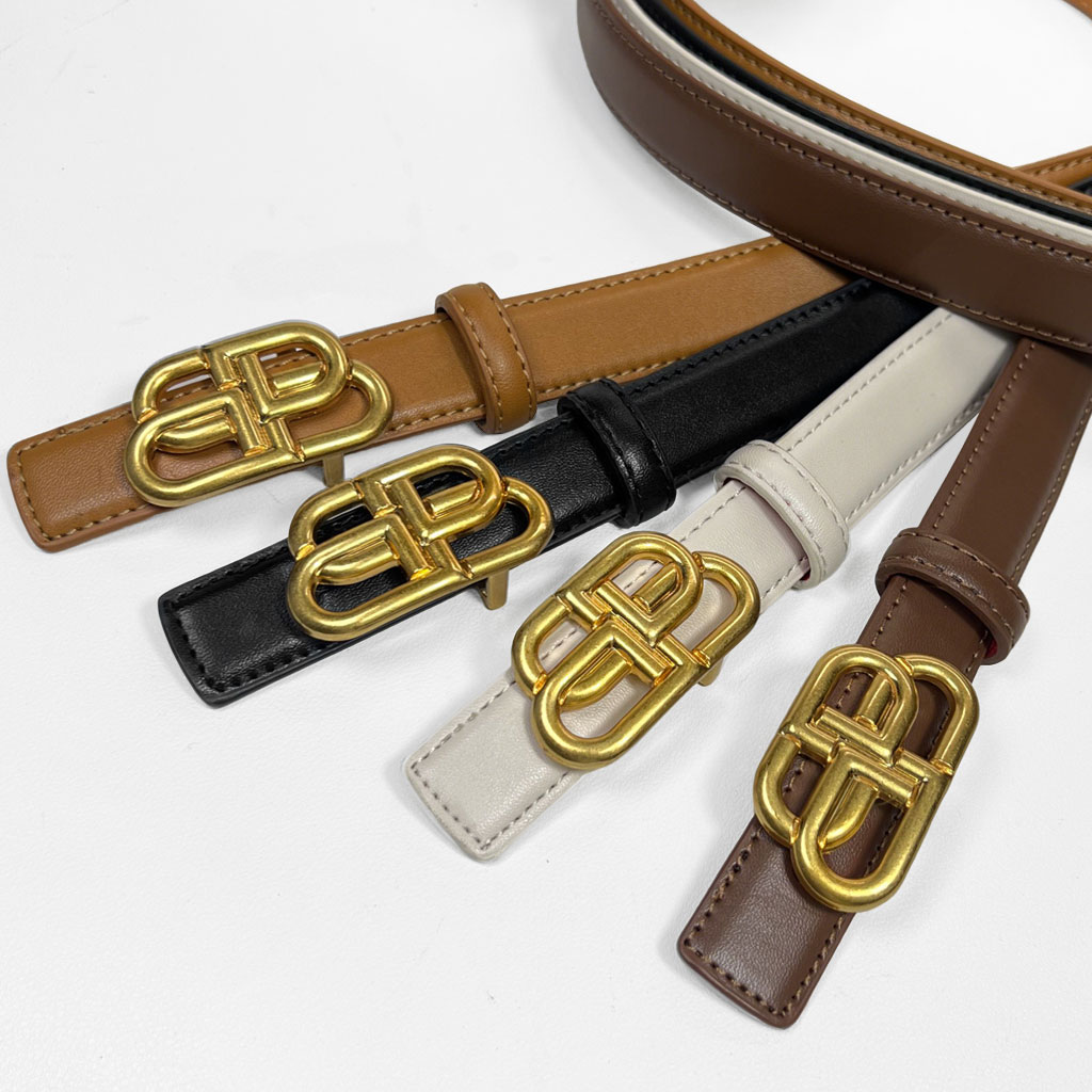CCbelt Women's Antique Gold BB Buckle Skinny Belt 2.5 Inches