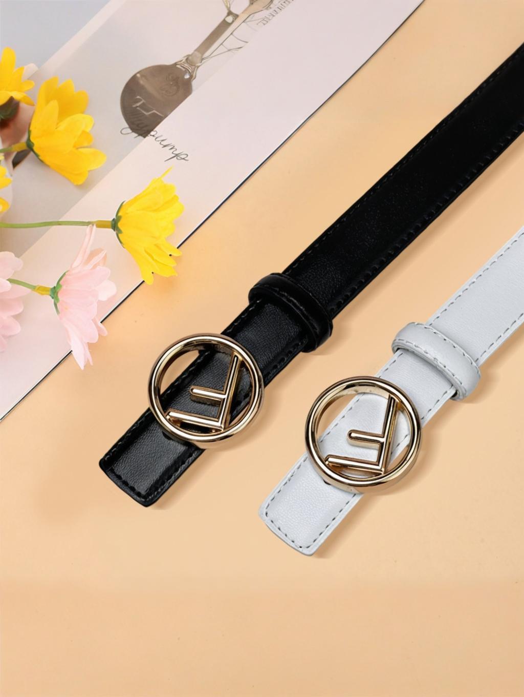 CCbelt Women's Gold Round F Monogram Buckle Skinny Belt 2.5 Inches