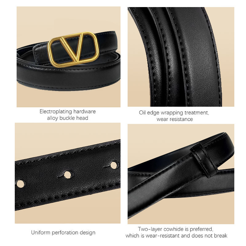 CCbelt Women's Gold Square Frame Beaded V Buckle Skinny Belt 2.5 Inches