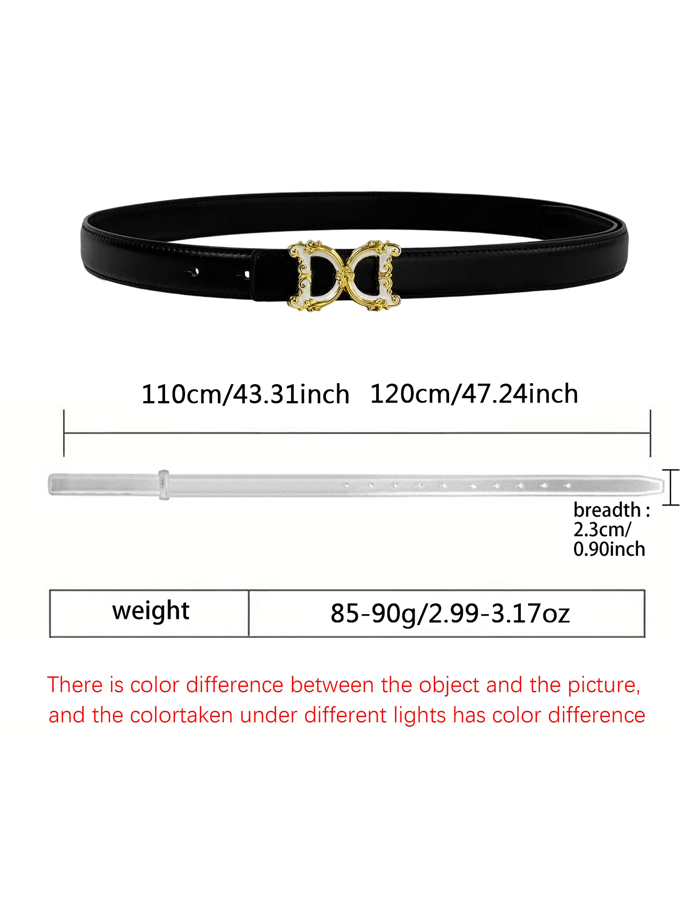 CCbelt Women's Silver Baroque DD Buckle Skinny Belt 2.5 Inches