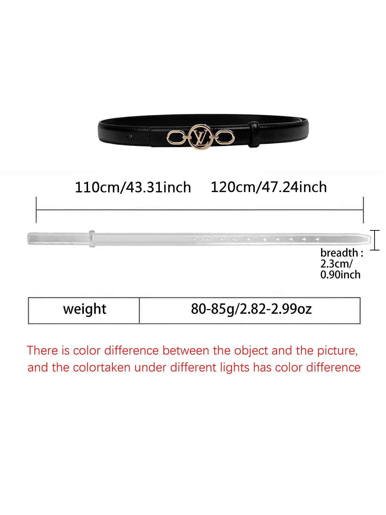 CCbelt Women's Gold Chain-Link Monogram Buckle Skinny Belt 2.5 Inches