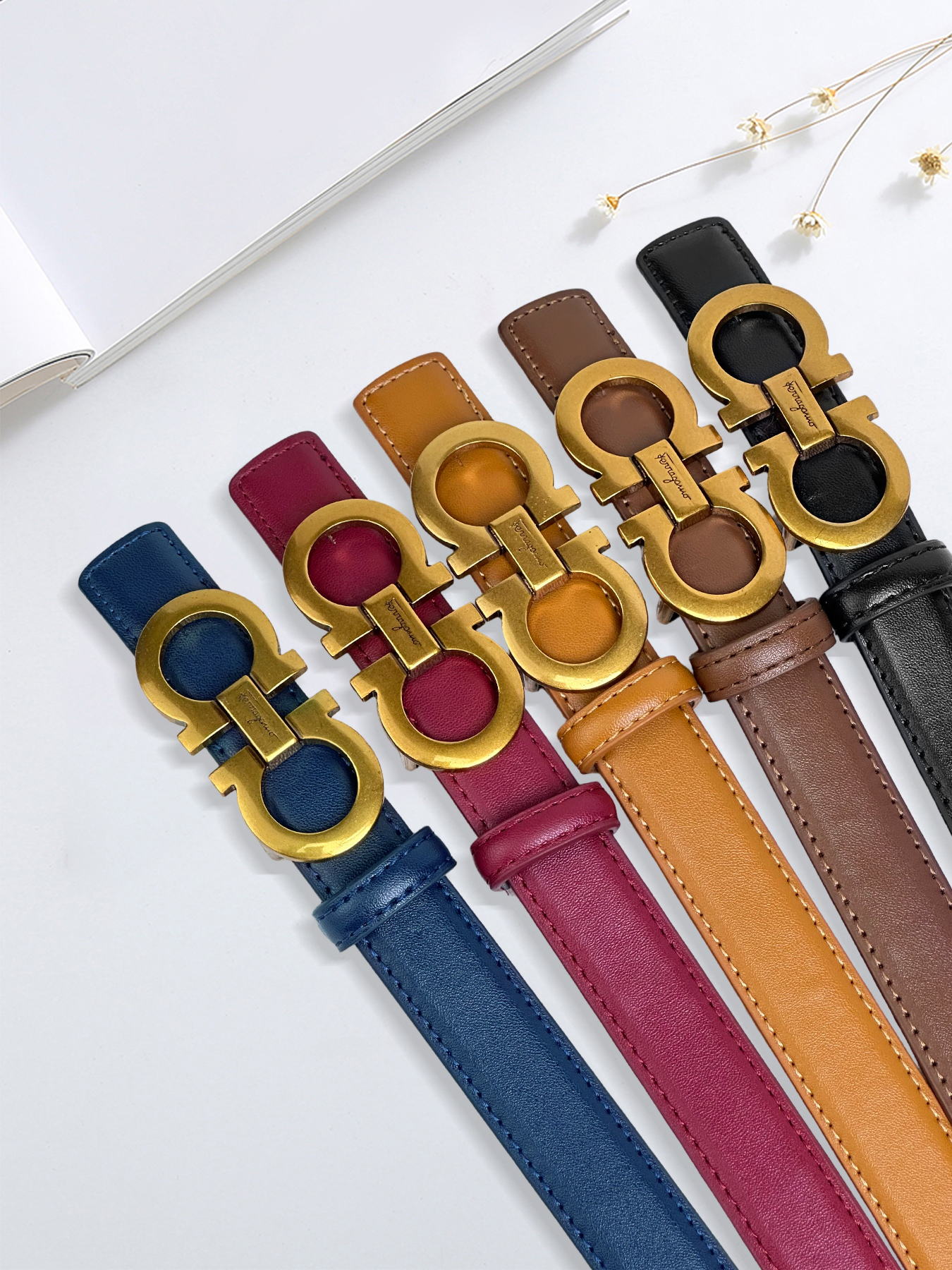 CCbelt经典金色双环钩扣细腰带2.5cm