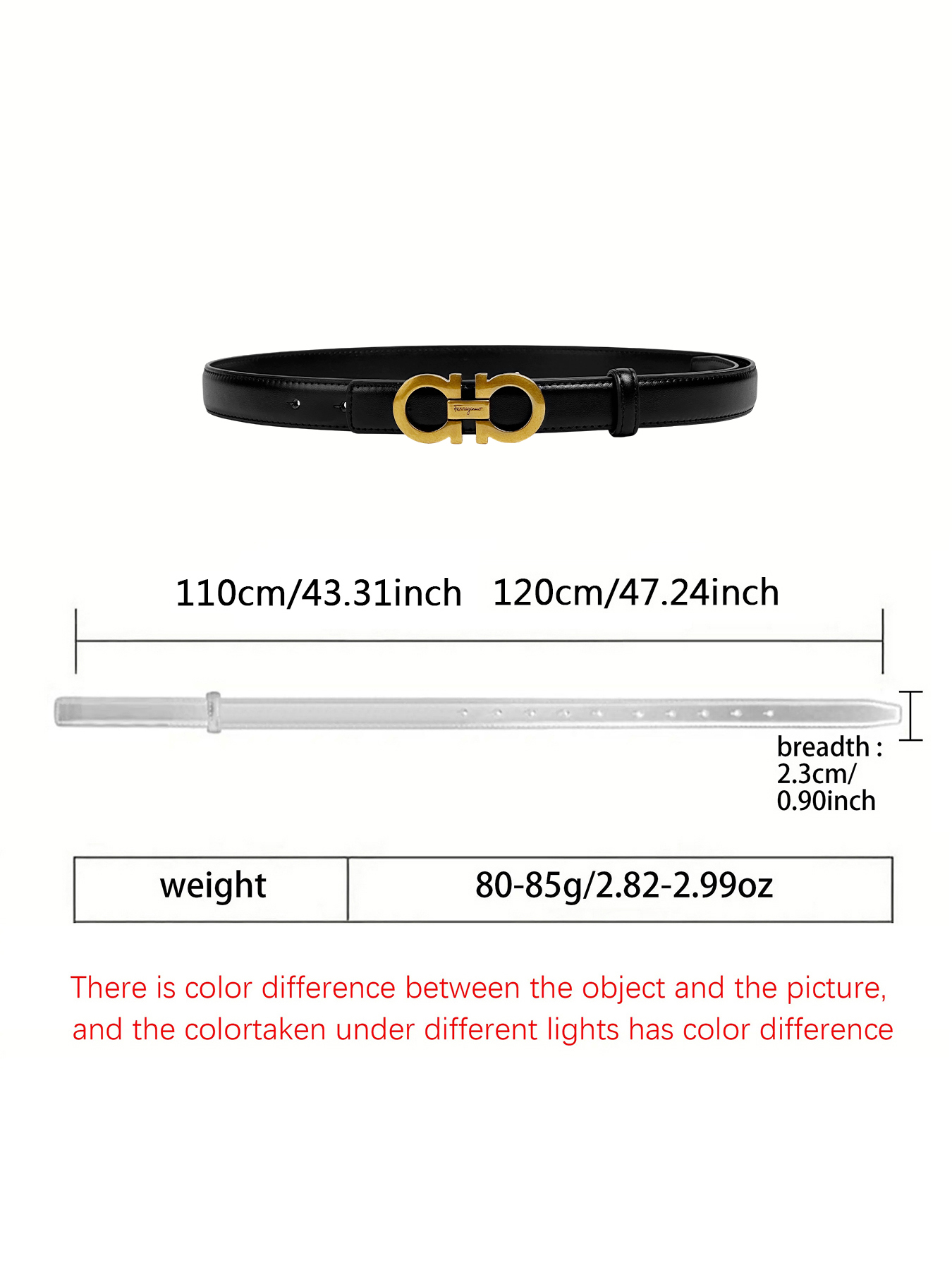 CCbelt Women's Classic Gold Double Hook Buckle Skinny Belt 2.5 Inches