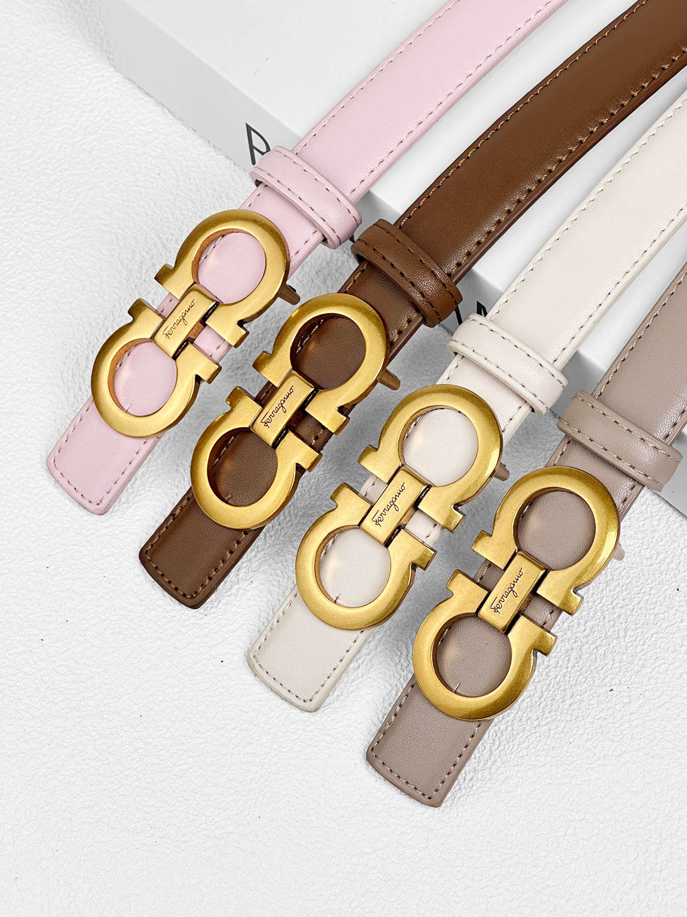 CCbelt Women's Classic Gold Double Hook Buckle Skinny Belt 2.5 Inches