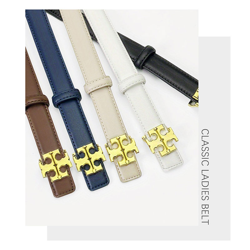 CCbelt Women's Gold Logo Plaque Buckle Skinny Belt 2.5 Inches
