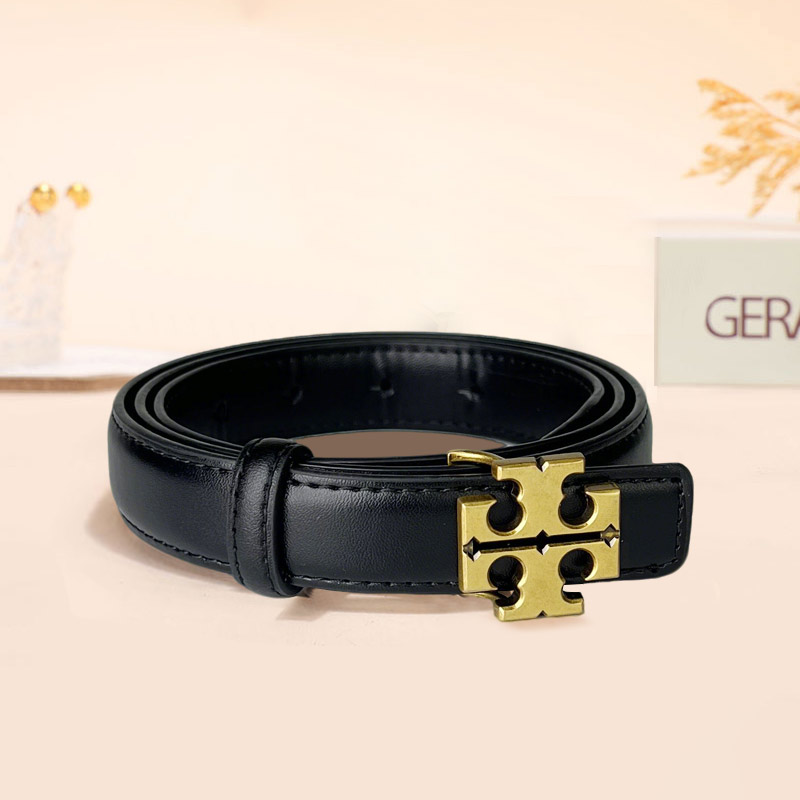CCbelt Women's Antique Gold Logo Plaque Buckle Skinny Belt 2.5 Inches