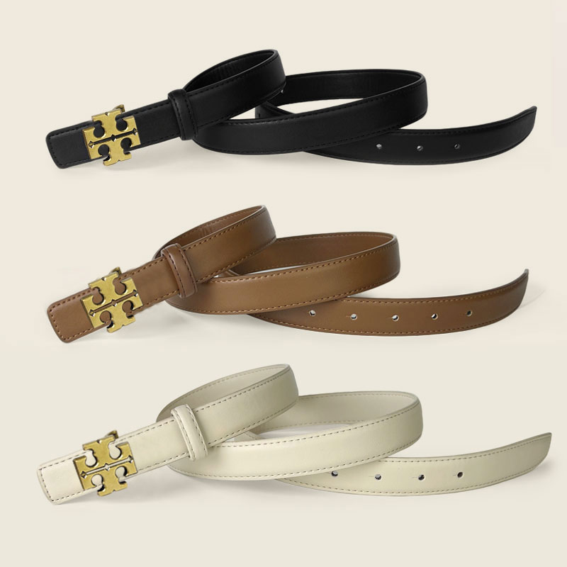 CCbelt Women's Antique Gold Logo Plaque Buckle Skinny Belt 2.5 Inches