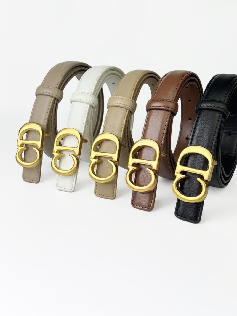 CCbelt Women's Antique Gold CD Letter Buckle Skinny Belt 2.5 Inches