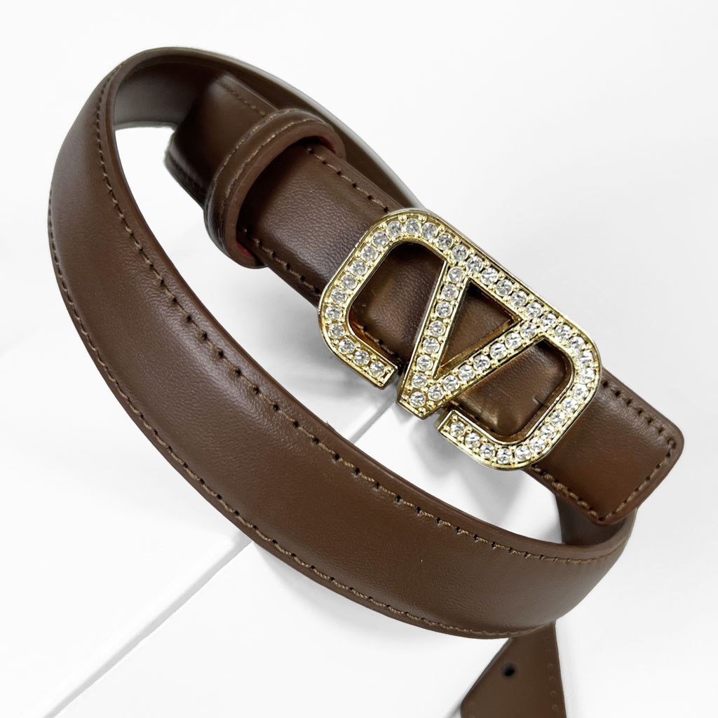 CCbelt Women's Crystal Paved V Buckle Skinny Belt 2.5 Inches