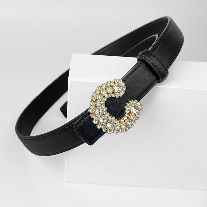 CCbelt Women's Full Crystal C Buckle Skinny Belt 2.5 Inches