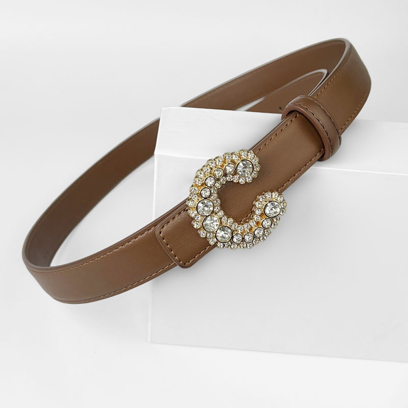 CCbelt Women's Full Crystal C Buckle Skinny Belt 2.5 Inches