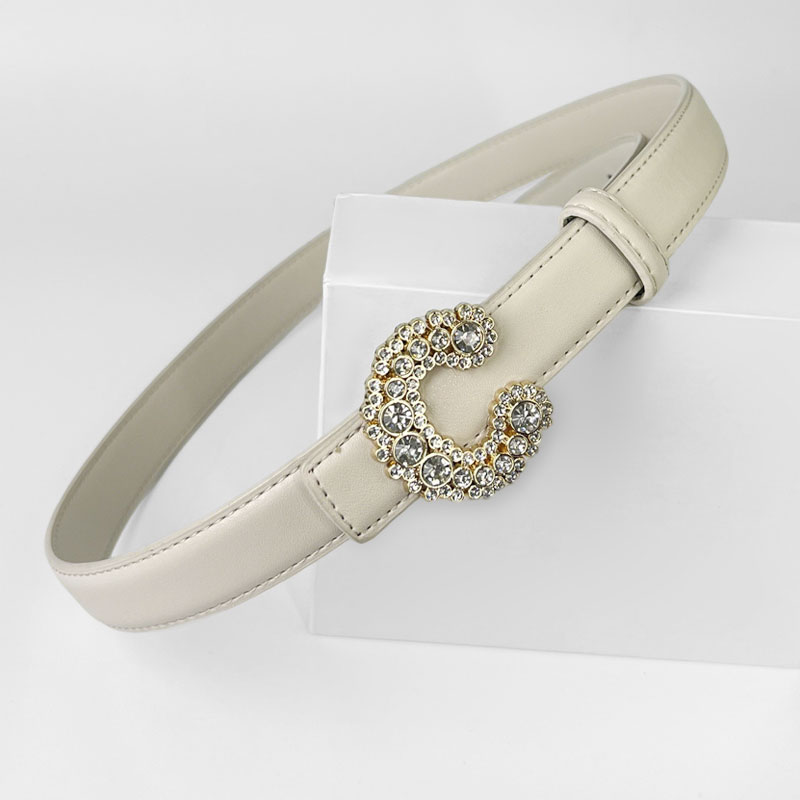 CCbelt Women's Full Crystal C Buckle Skinny Belt 2.5 Inches