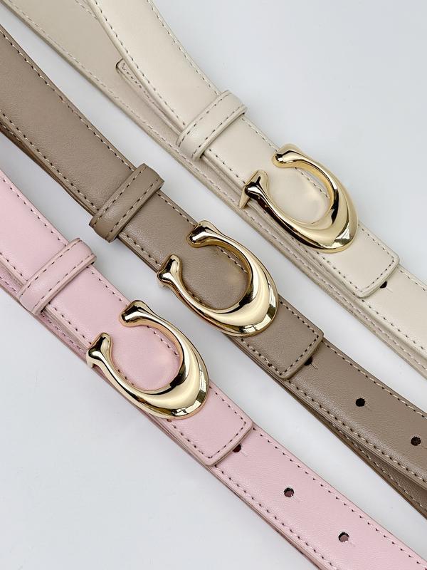 CCbelt Women's Polished Gold C Buckle Skinny Belt 2.5 Inches