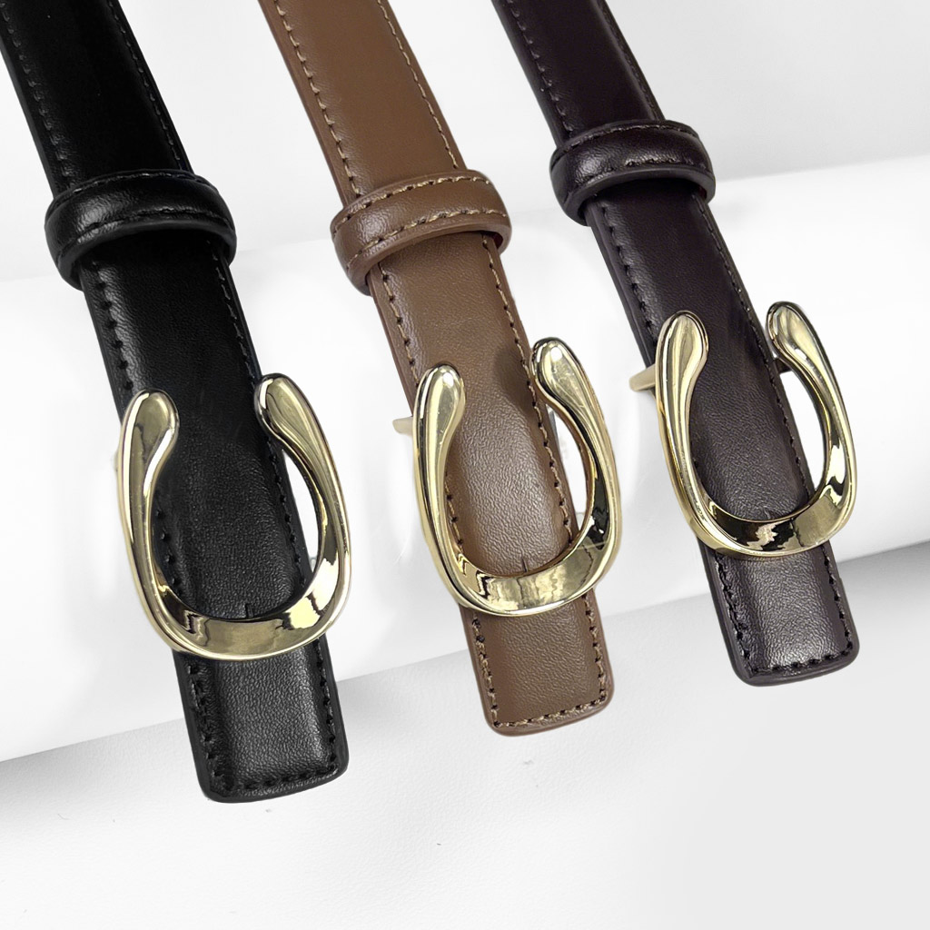 CCbelt Women's Gold 3D C Buckle Skinny Belt 2.5 Inches