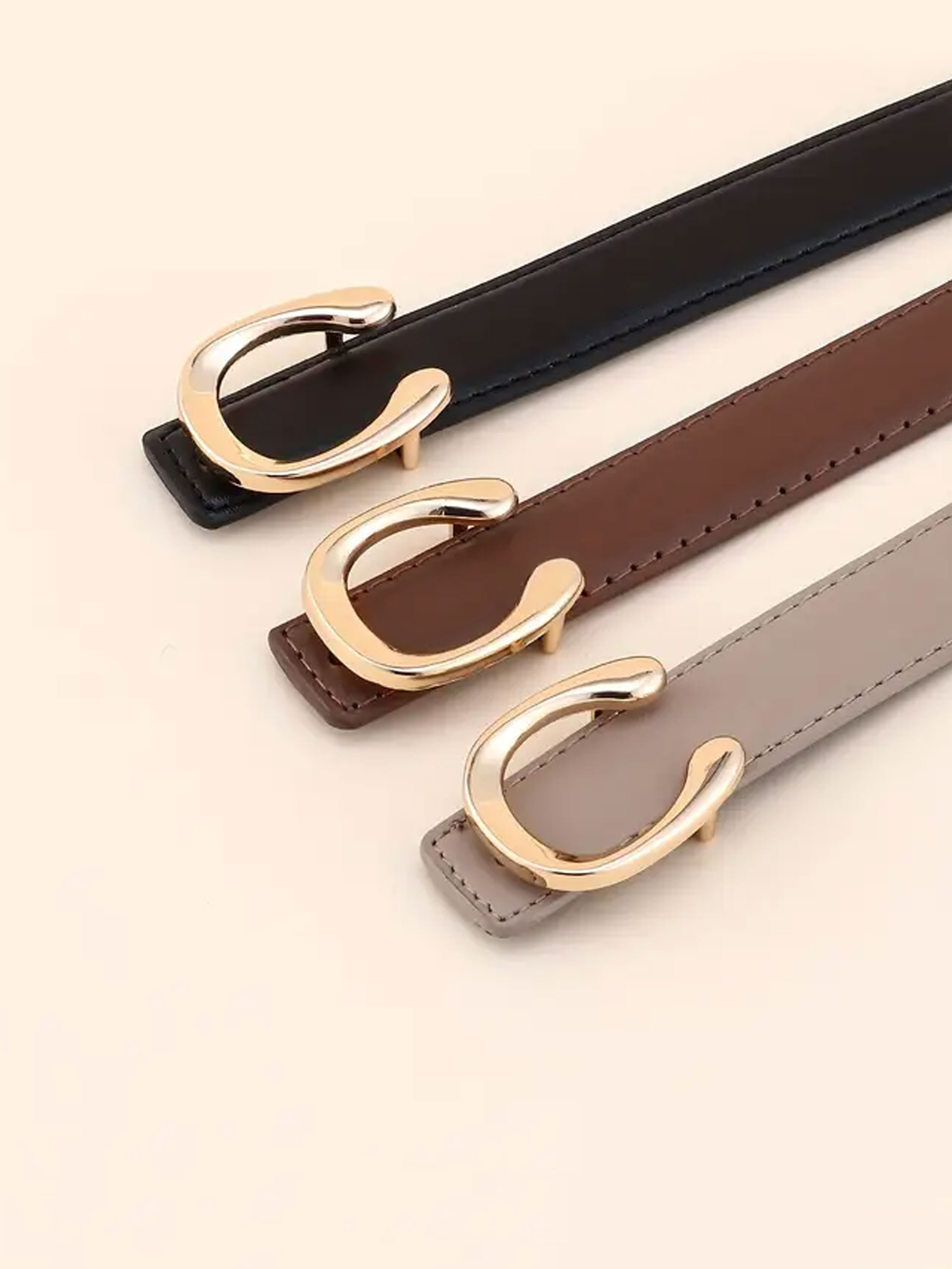 CCbelt Women's Gold 3D C Buckle Skinny Belt 2.5 Inches
