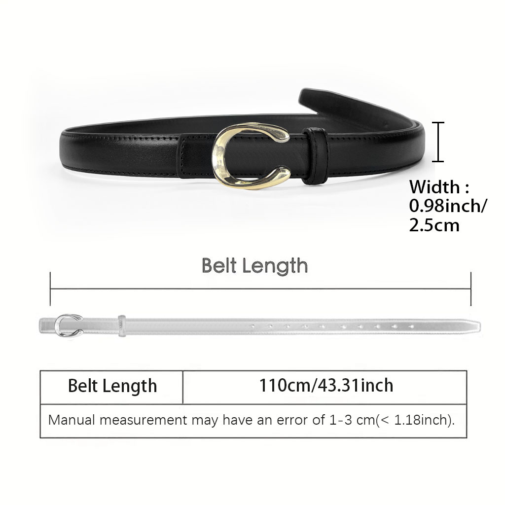 CCbelt Women's Gold 3D C Buckle Skinny Belt 2.5 Inches