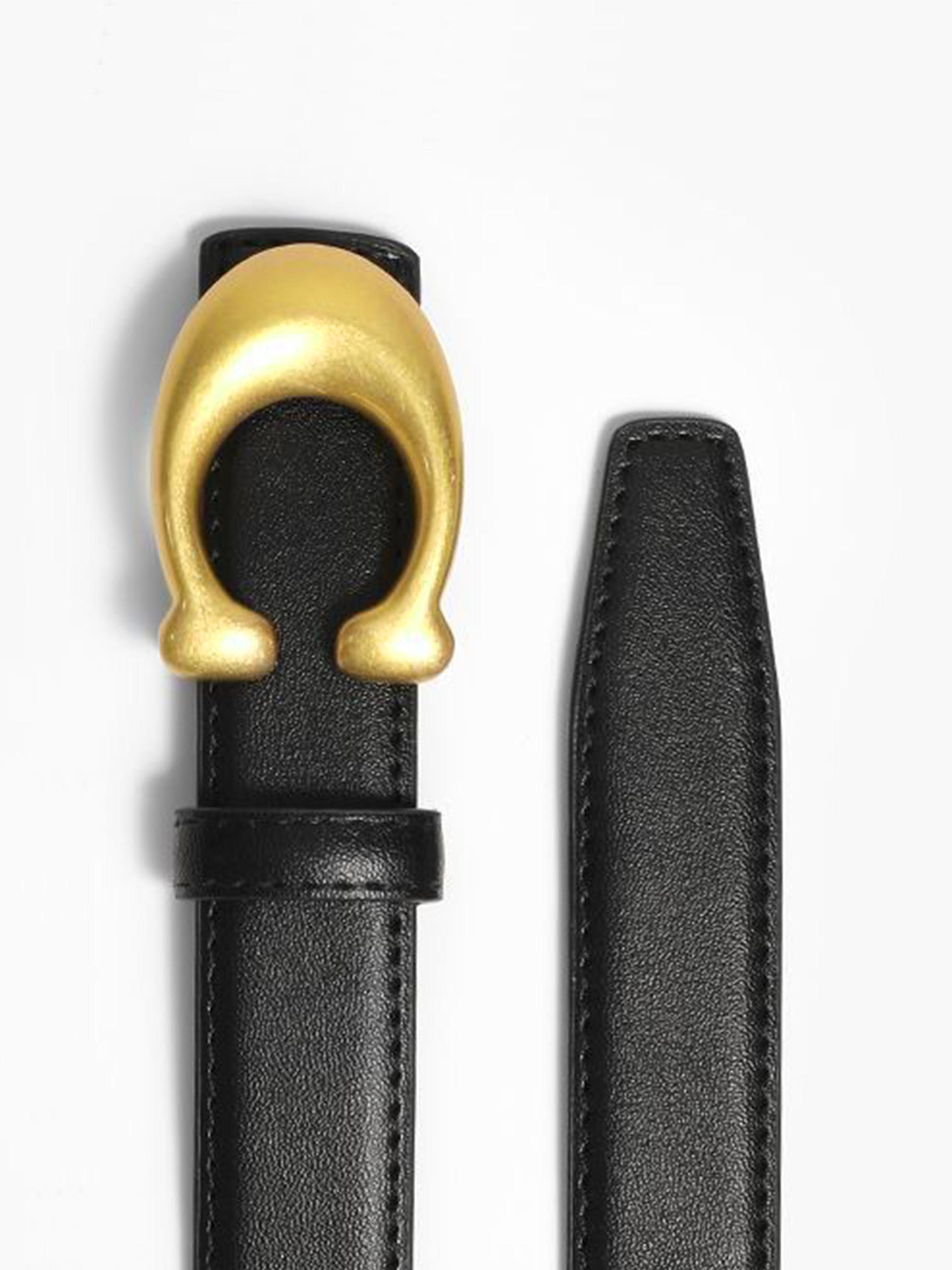 CCbelt Women's Matte Gold C Buckle Skinny Belt 2.5 Inches