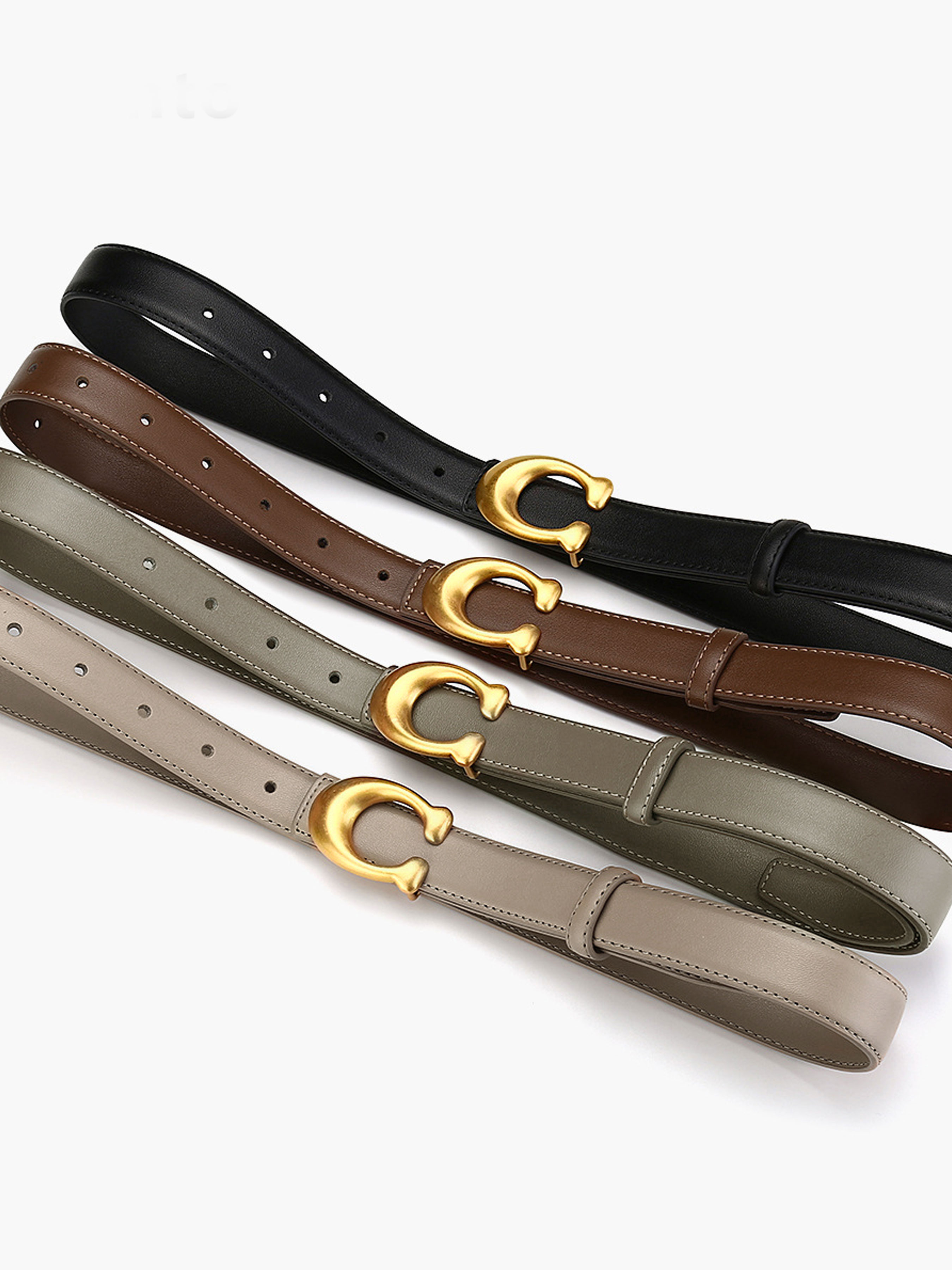 CCbelt Women's Matte Gold C Buckle Skinny Belt 2.5 Inches