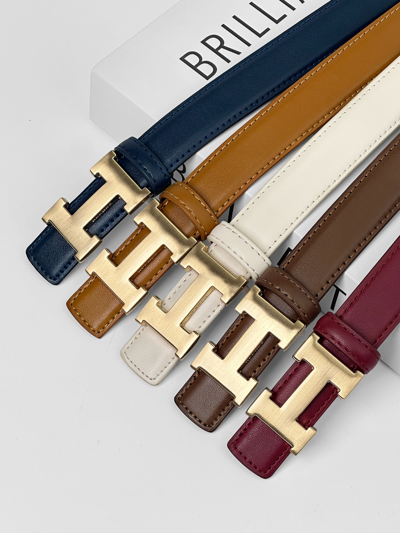 CCbelt Women's Brushed Gold H Pin Buckle Skinny Belt 2.5 Inches