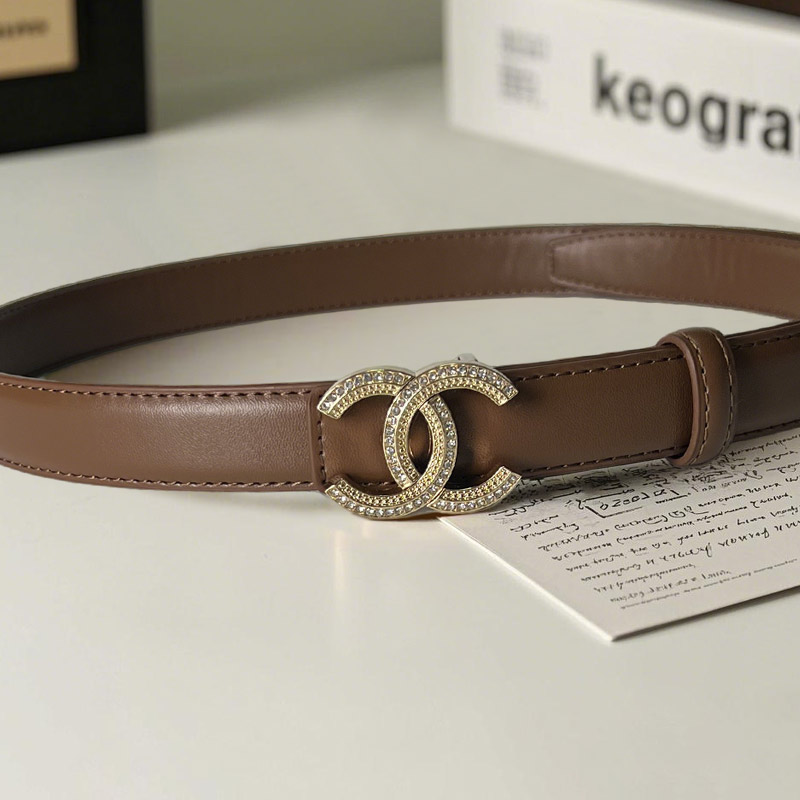 CCbelt Women's Crystal Paved CC Buckle Skinny Belt 2.5 Inches