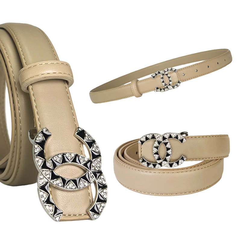 CCbelt Women's CC Buckle with Crystals & Black Enamel Skinny Belt 2.5 Inches